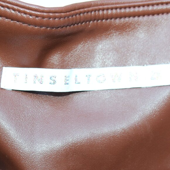 New Tinseltown Plus Size Camel Brown Vegan Faux Leather Pull On Ankle Pants 2X - Picture 5 of 7